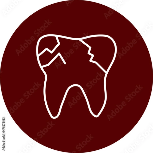 Obraz Broken Tooth Vector Brown Circle Icon Design