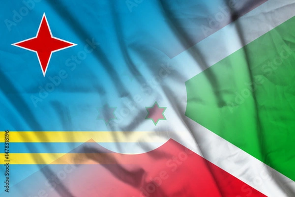 Fototapeta Aruba and Burundi state flag transborder negotiation BDI ABW