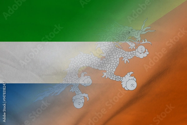 Fototapeta Sierra Leone and Bhutan official flag transborder negotiation  SLE
