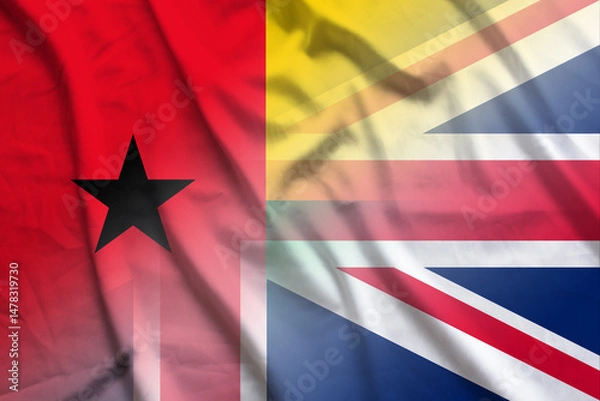 Fototapeta Guinea Bissau and England national flag transborder negotiation GBR GNB