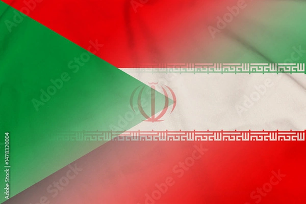 Fototapeta Sudan and Iran national flag transborder contract IRN SDN