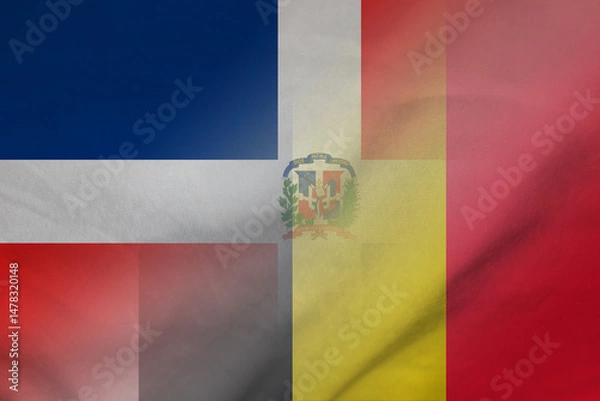 Fototapeta Dominican Republic and Belgium state flag transborder negotiation BEL DOM