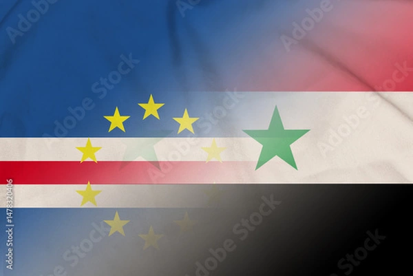 Fototapeta Cape Verde and Syria official flag transborder contract SYR CPV