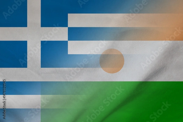 Fototapeta Greece and Niger state flag international relations NER GRC