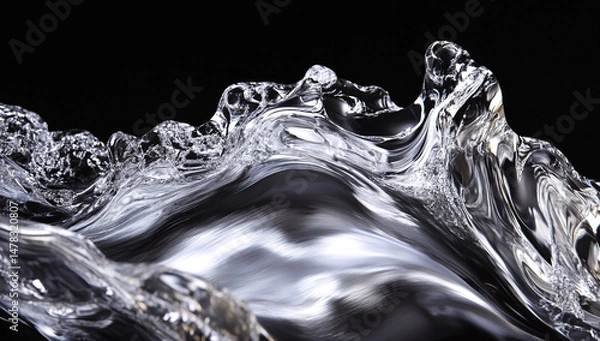 Obraz "Abstract Silver Wave Splash on Black Background"