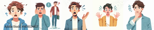 Fototapeta shocked man character vector