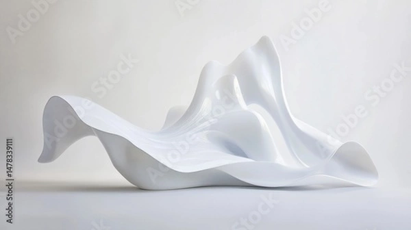 Fototapeta Abstract White Art Sculpture with Smooth Curves and Glossy Finish