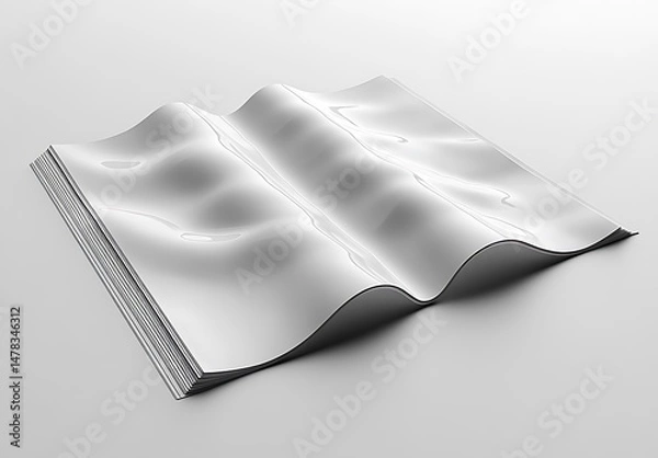 Fototapeta Abstract White Book Mockup with Wavy Flowing Pages on Minimalist Background

