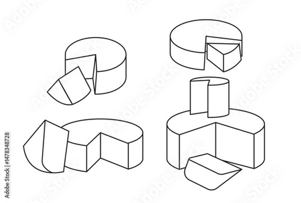 Fototapeta Line art or sketch parmigiano cheese wheel