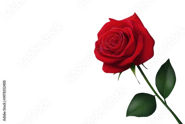 Obraz See Single Red Rose, Blooming Flower with Black Background, Love Romance