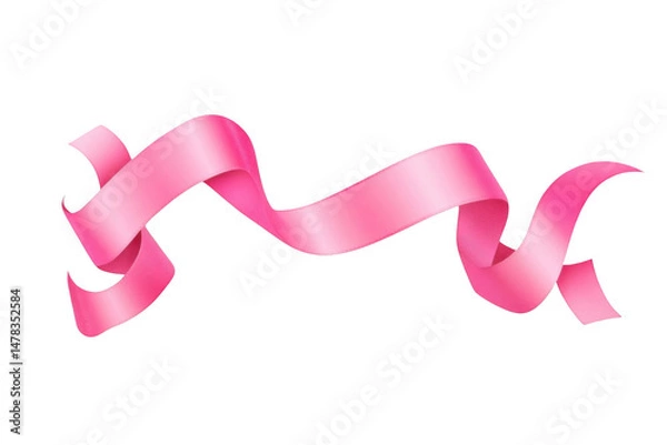 Obraz Pink Ribbon Flows on a Black Background for a Touch of Hope and Awareness