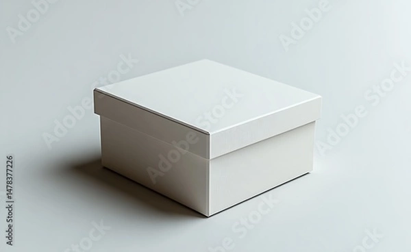 Obraz White Square Gift Box Mockup with Smooth Surface on Light Background

