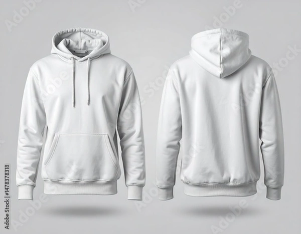 Fototapeta Photorealistic hoodie mockup displayed on a neutral background, showing both front and back designs.