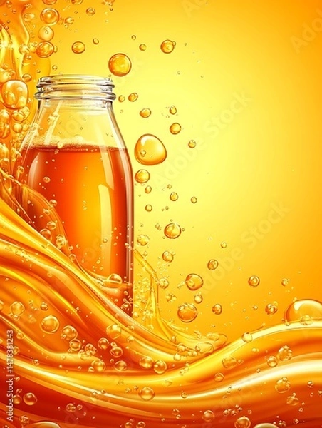 Obraz Glass bottle with juice splashing