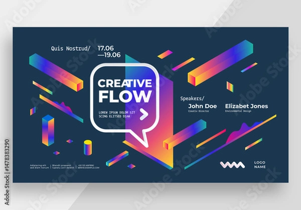 Fototapeta Creative Event Banner Design with Gradient Elements and Geometric Shapes