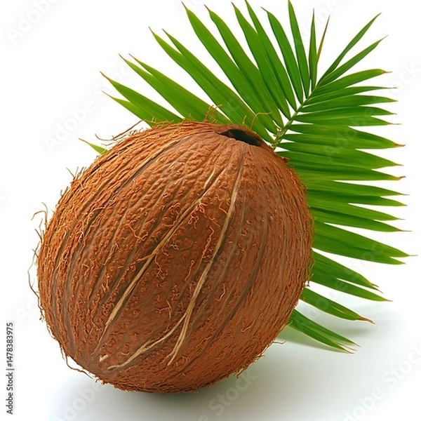 Obraz Coconut with palm leaf