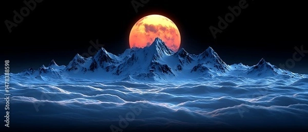 Obraz Snowy peaks at night