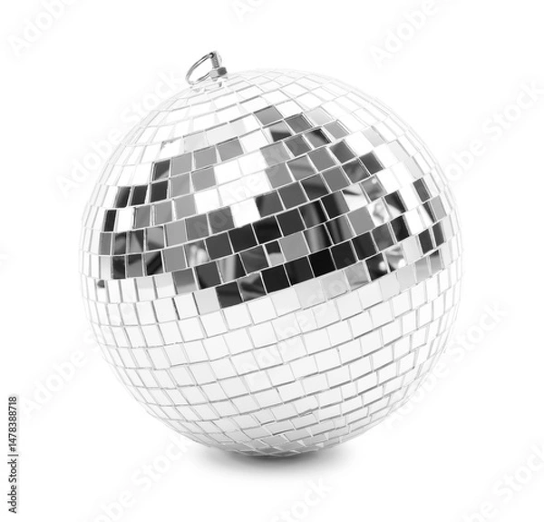 Fototapeta One shiny disco ball isolated on white