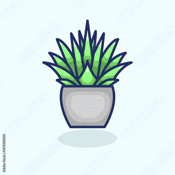 Obraz Vector illustration of plant on pot symbolizing indoor greenery natural decor and cozy living spaces Perfect for home decoration botanical Editable and scalable for digital and print use