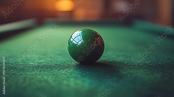 Obraz Green billiard ball on a pool table