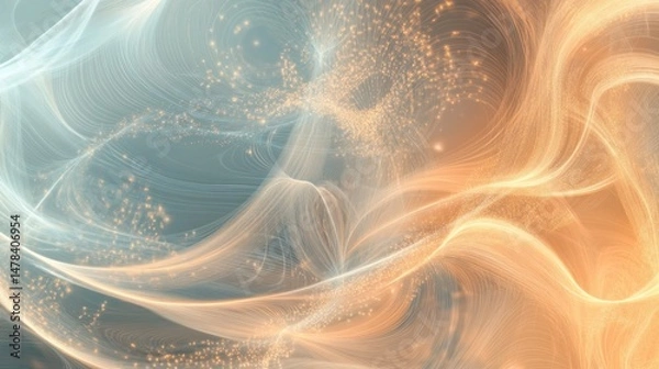 Obraz Dynamic abstract background with glowing lines and particle effects