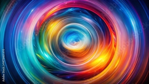 Fototapeta Dynamic Technology Circle Watercolor Background - Abstract Long Exposure Illustration