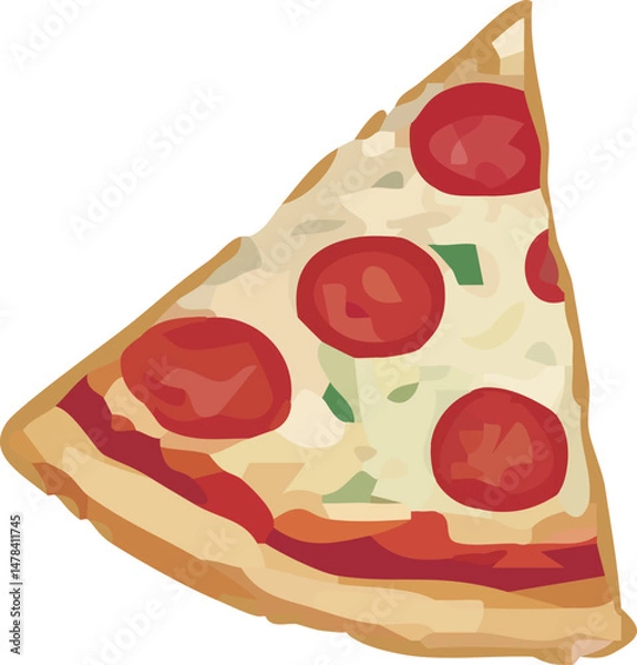 Obraz ６分の１に切り分けたピザのリアルなベクターイラスト