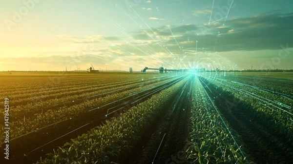 Fototapeta Precision agriculture, advanced technologies reshaping the future of farming