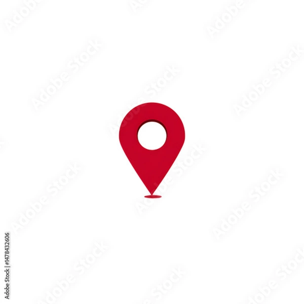 Fototapeta Isolated red location pin on transparent background in a simple illustration