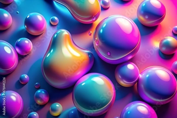 Fototapeta Glossy 3D liquid shape in vibrant colors on clean abstract background