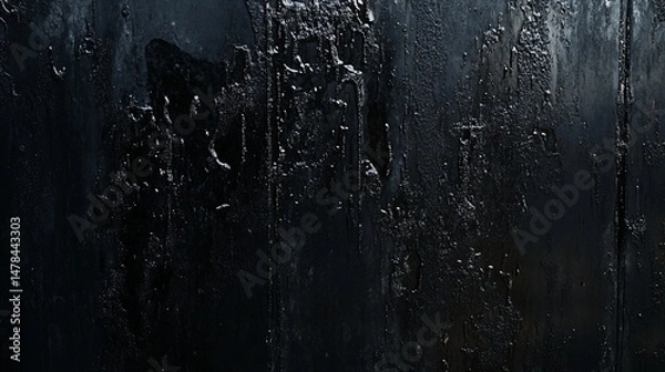 Fototapeta Dramatic Black Abstract, Glossy, Deep Texture with Mysterious Reflections