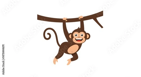 Fototapeta Smiling monkey hanging from branch
