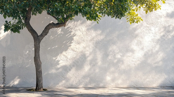 Obraz Empty White Grey Studio with window Shadows and Sunlit Concrete Wall and Floor