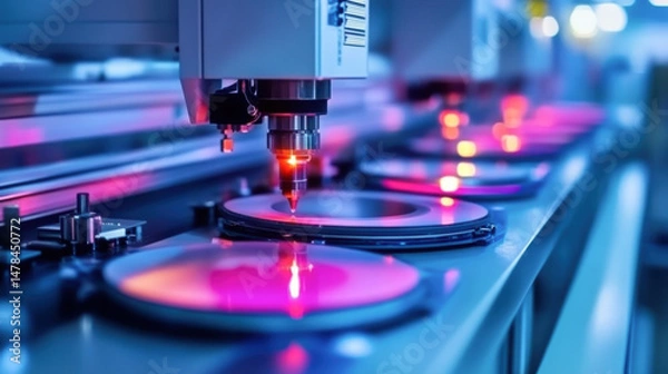 Obraz Automated machinery processing silicon wafers in a semiconductor plant