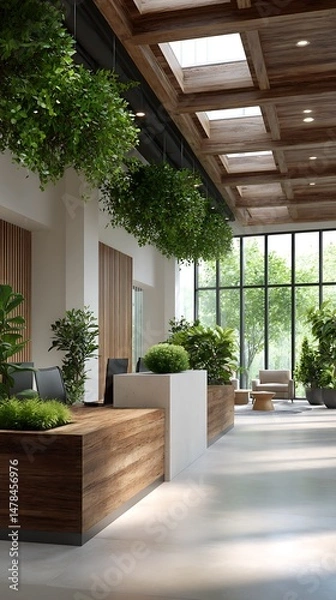 Fototapeta Elegant Interior Design with Lush Greenery and Natural Light 