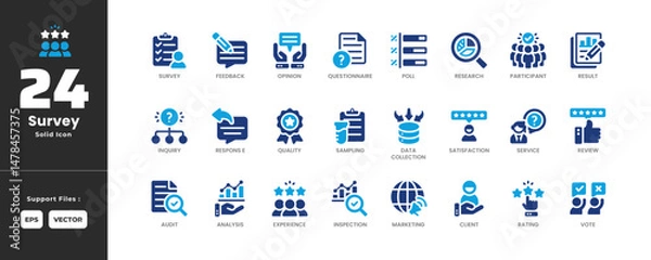 Obraz Search Icon Set Collection - Glyph Solid Style. Containing Analysis, Detective, Explore, Filter, Find, Inspection, Investigate, Look For, Magnifying Glass, Missing, Monitor, Research, Search Bar Data.