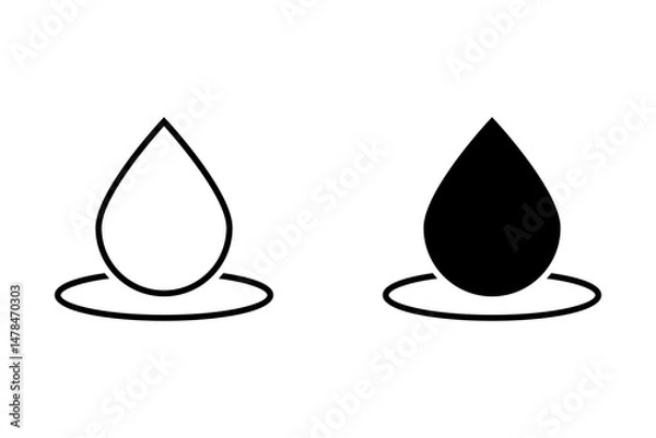 Fototapeta Water drops icons. Water drop shape. Vector illustration