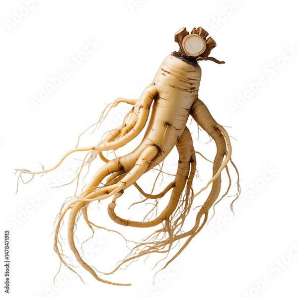 Fototapeta ginseng root Isolated on white and transparent background