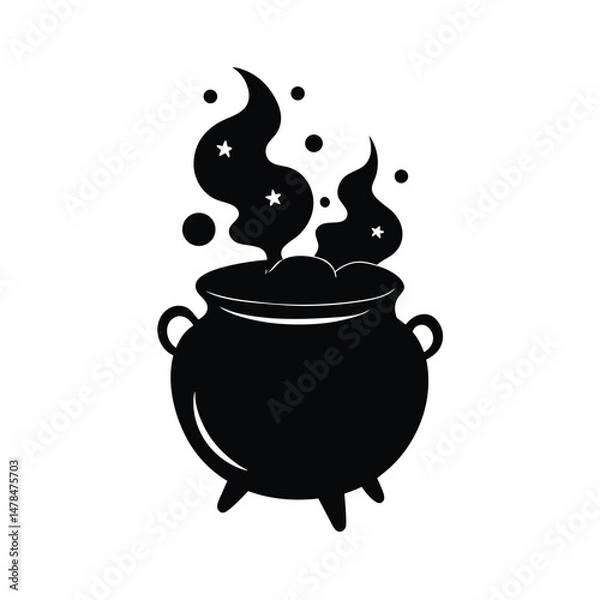 Fototapeta witch cauldron with smoke slime on white