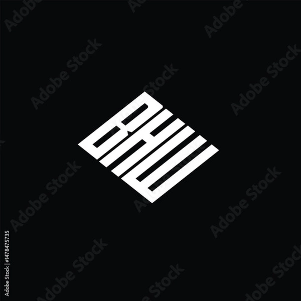 Fototapeta BHW letter logo design on black background.