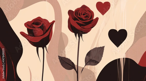 Fototapeta A creative Valentine card set featuring valentine card love romantic and design elements in various layouts and styles perfect for seasonal greetings. AI generative