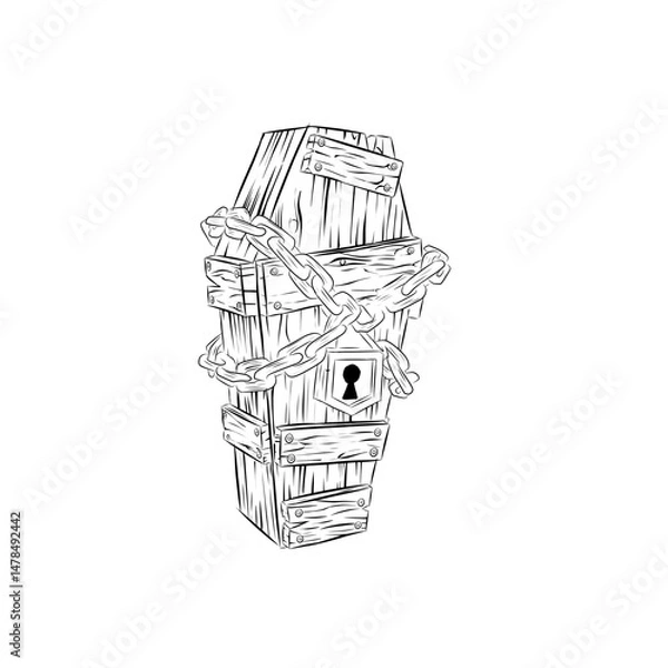 Obraz vector coffin surrounded by iron chains