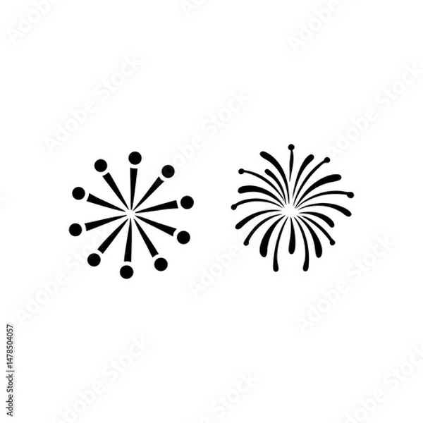 Fototapeta Black Silhouette Of Celebration Fireworks Display On White Background Festive Holiday Vector Illustration Party Celebration Element