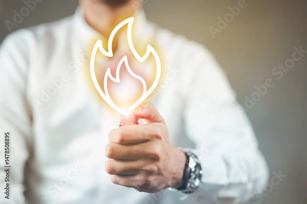 Fototapeta Igniting the spark of innovation a powerful symbol of inspiration, motivation, and new beginnings. Light the fire within.
