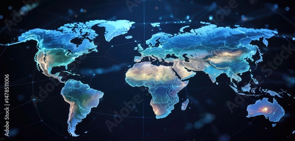 Fototapeta World Map Digital Network