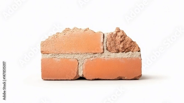 Obraz Fragmented Brick Piece Isolated on White Background for Design Use