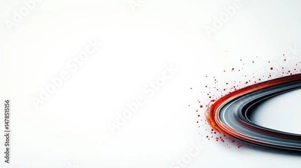 Obraz Curved Line with Red Splashes on Light Background for Design Use