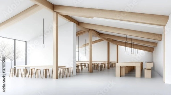 Obraz Modern Interior Design of Bright and Spacious Dining Area