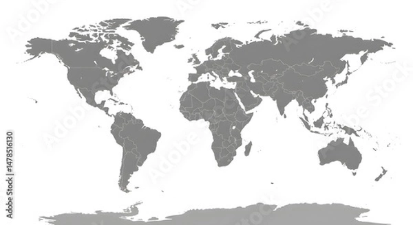 Fototapeta High-Resolution World Map: Detailed Political Boundaries for Global Perspectives
