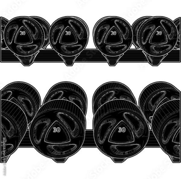 Fototapeta Dumbbell Rack Horizontal Vector. Illustration Of Dumbbells Isolated On White Background.